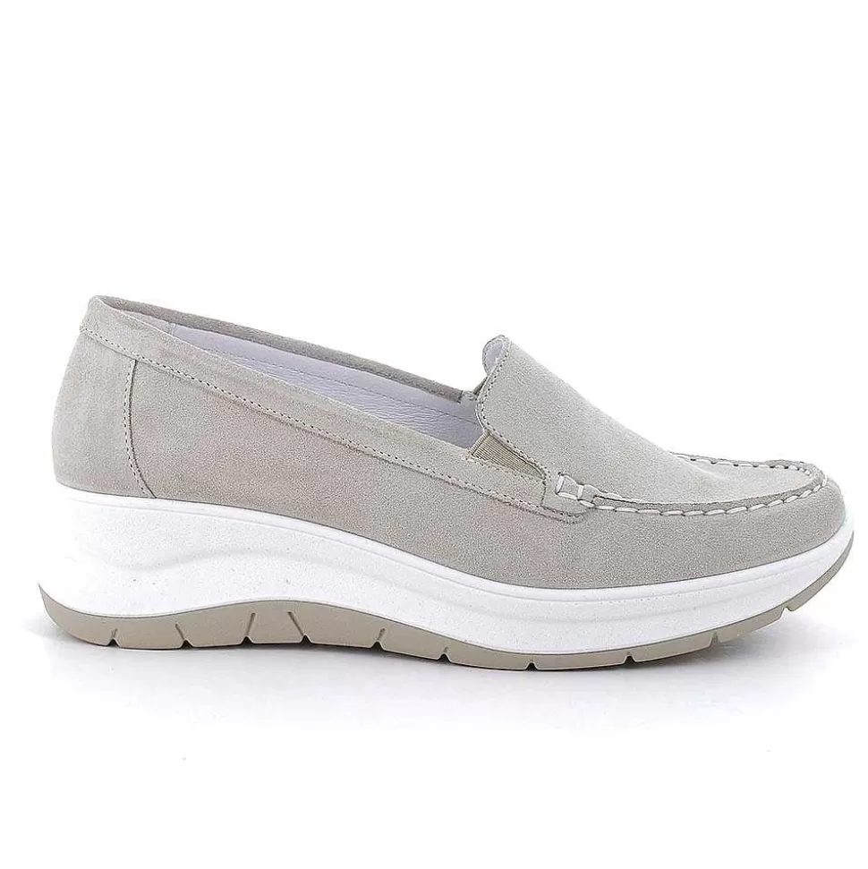 Beige Women'S Leather Wedge Loafers-Igi&Co Discount