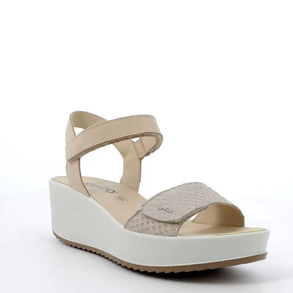 Beige Women'S Leather Wedge Sandal-Igi&Co Flash Sale