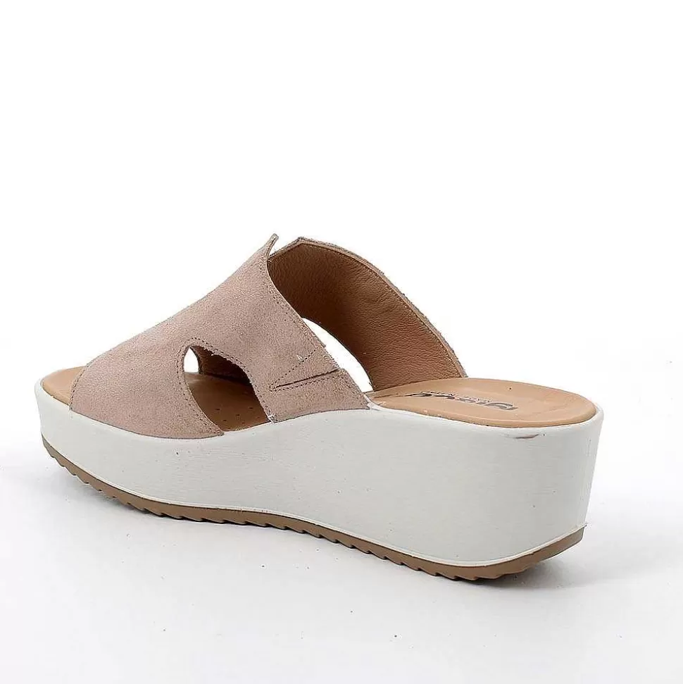 Beige Women'S Leather Wedge Sandals-Igi&Co Cheap
