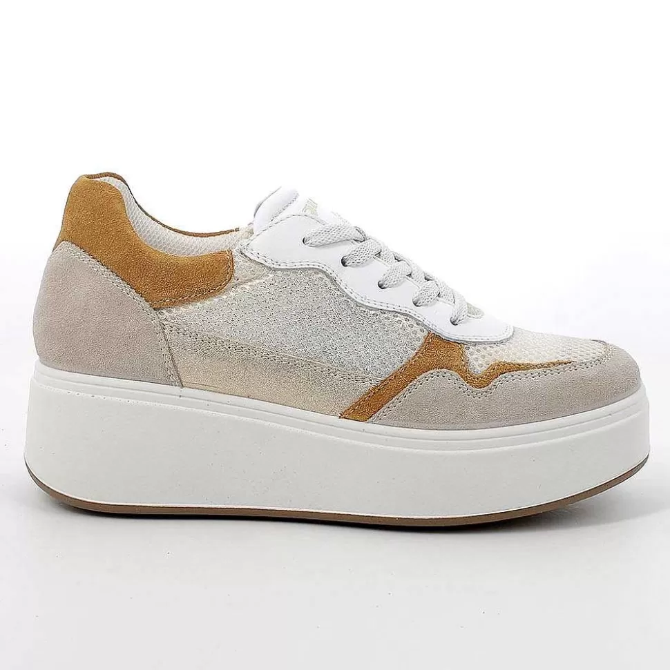 Beige Women'S Wedge Sneakers-Igi&Co Online