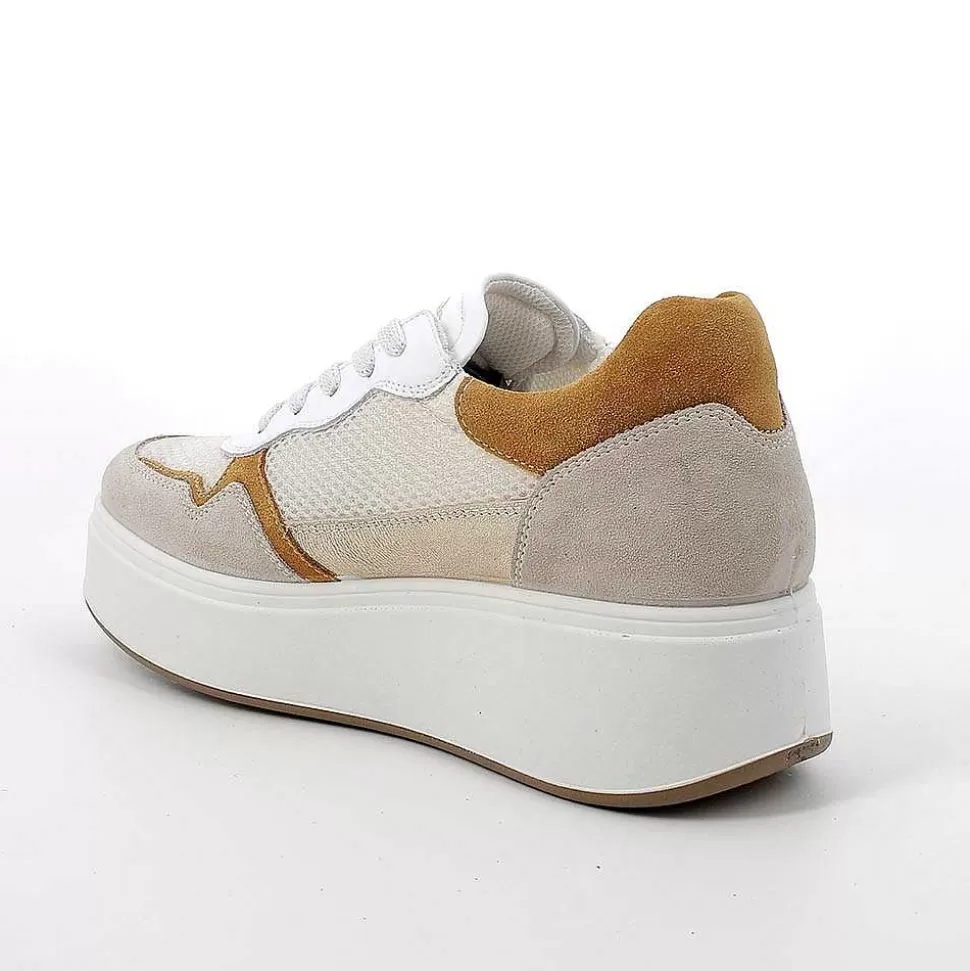 Beige Women'S Wedge Sneakers-Igi&Co Online