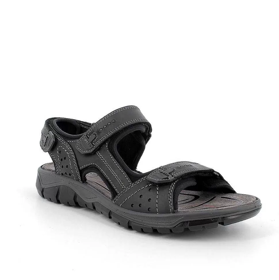 Black Men'S Leather Sandals-Igi&Co New