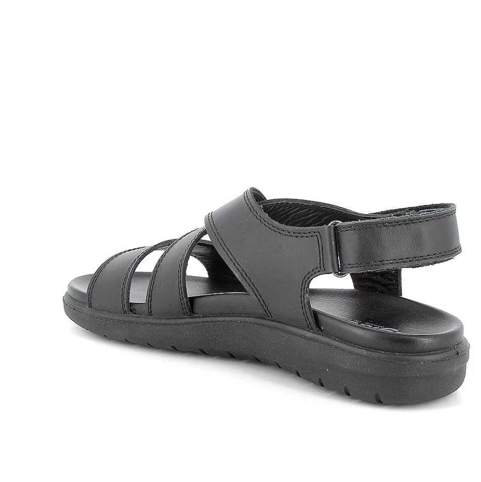 Black Men'S Leather Sandals-Igi&Co New