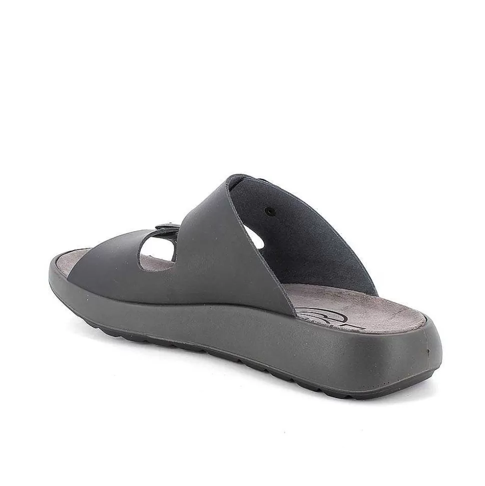 Black Men'S Leather Sandals-Igi&Co Store
