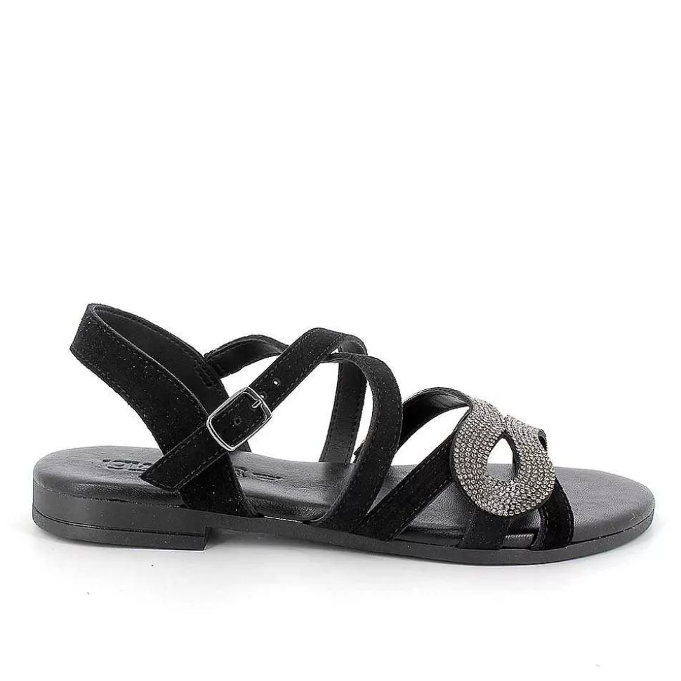 Black Women'S Leather Sandals-Igi&Co Best Sale