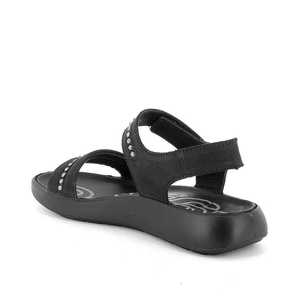 Black Women'S Leather Sandals-Igi&Co Sale