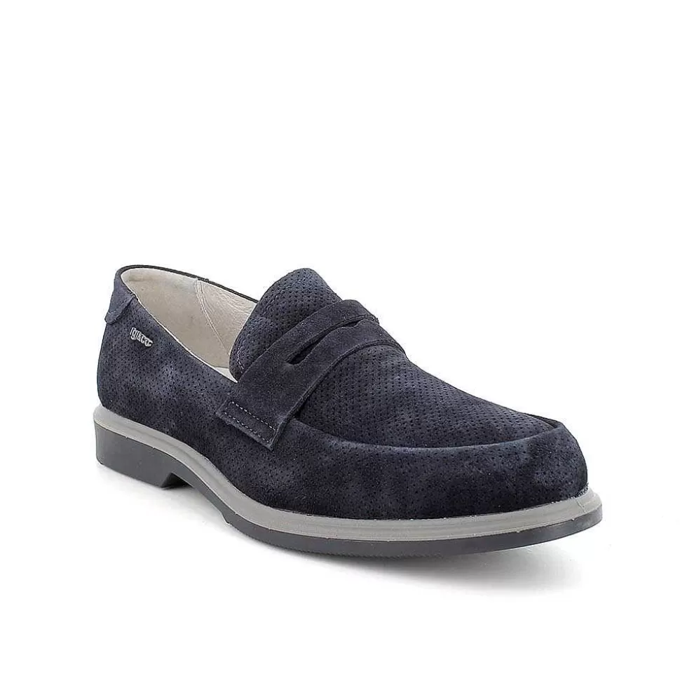 Blue Men'S Leather Loafers-Igi&Co Best Sale