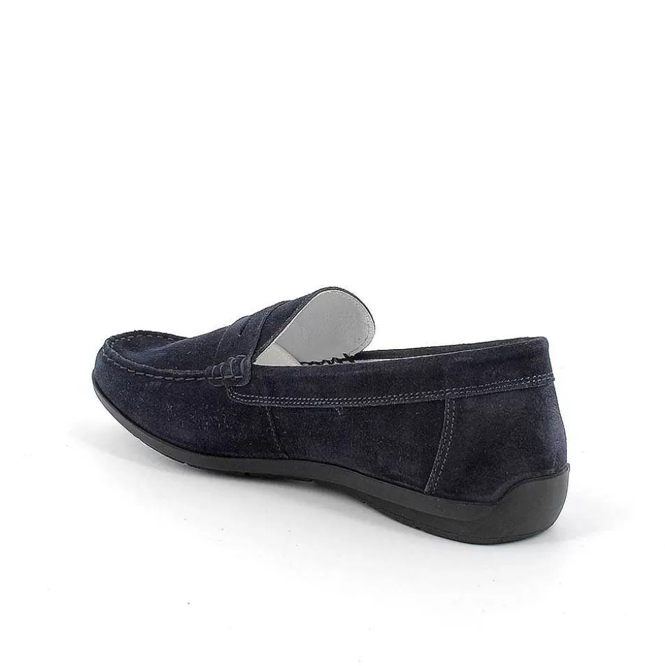 Blue Men'S Leather Loafers-Igi&Co Discount