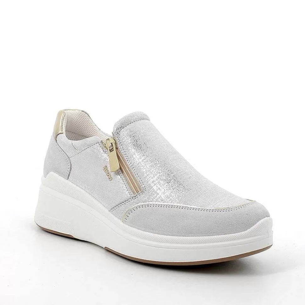 Crystal-Silver Women'S Leather Wedge Slip On-Igi&Co Best Sale