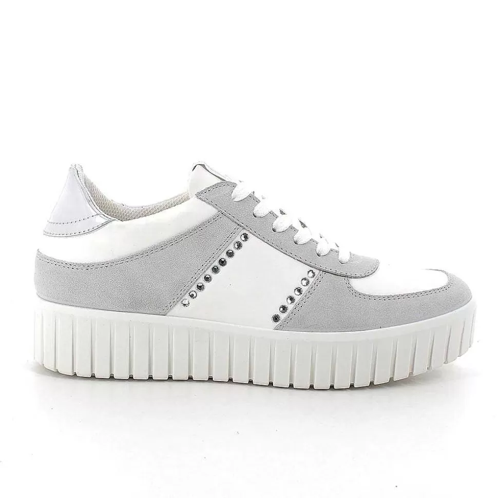 Crystal-White Women'S Leather Sneakers-Igi&Co Clearance