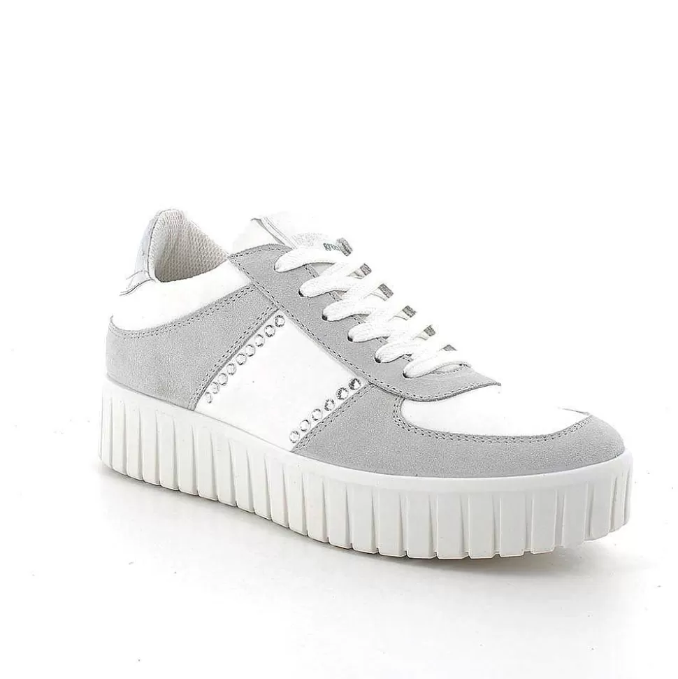 Crystal-White Women'S Leather Sneakers-Igi&Co Clearance