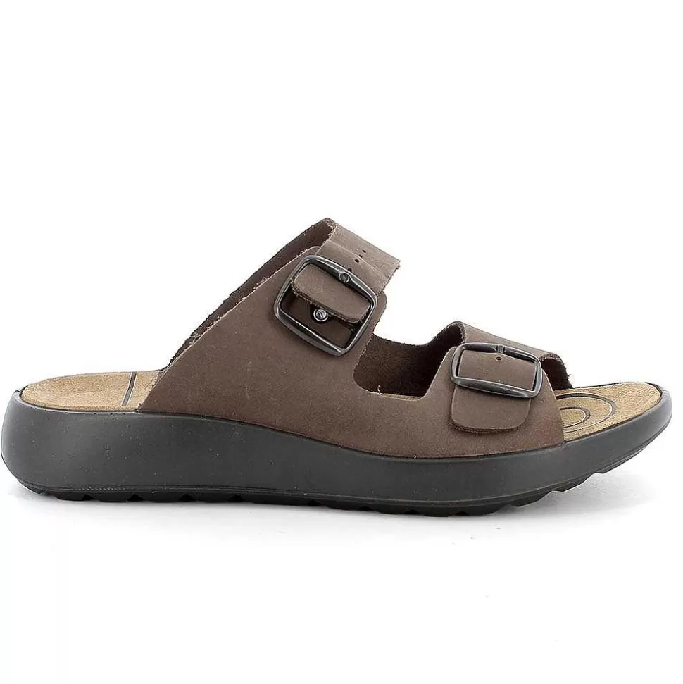 Dark Brown Men'S Leather Sandals-Igi&Co Sale