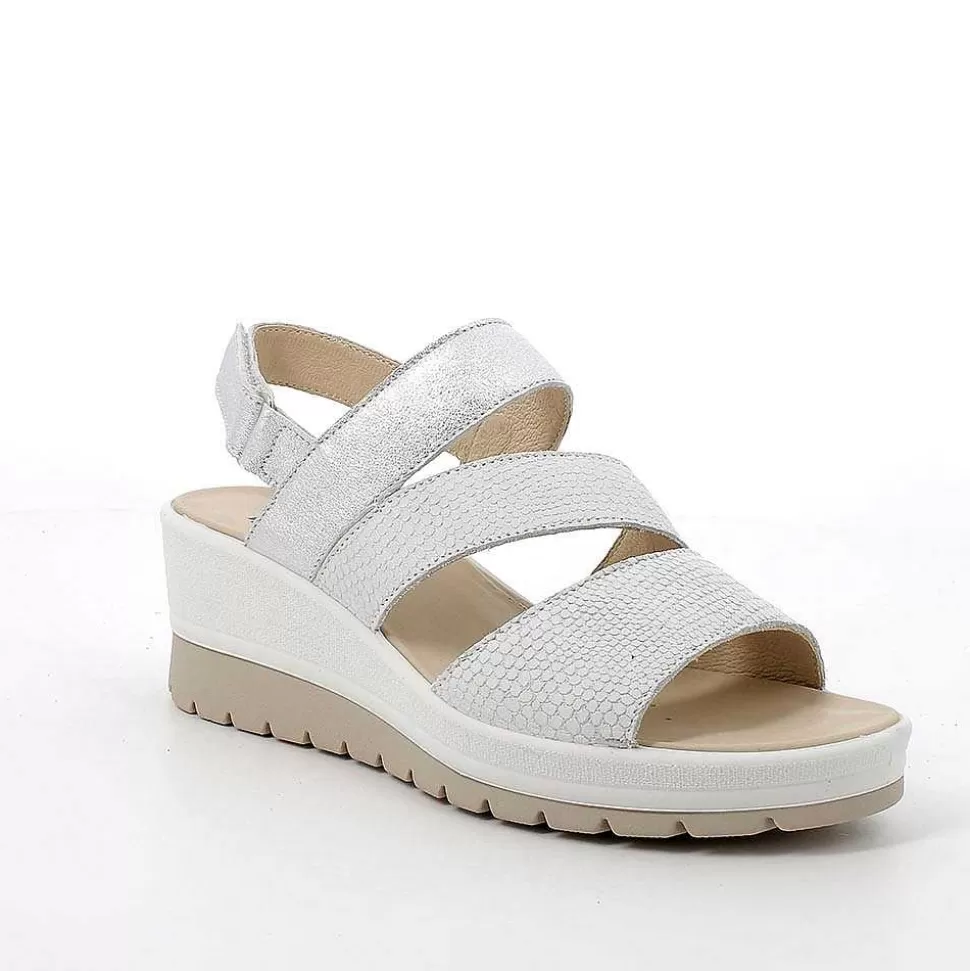 Iridescent White Women'S Leather Wedge Sandals-Igi&Co Cheap