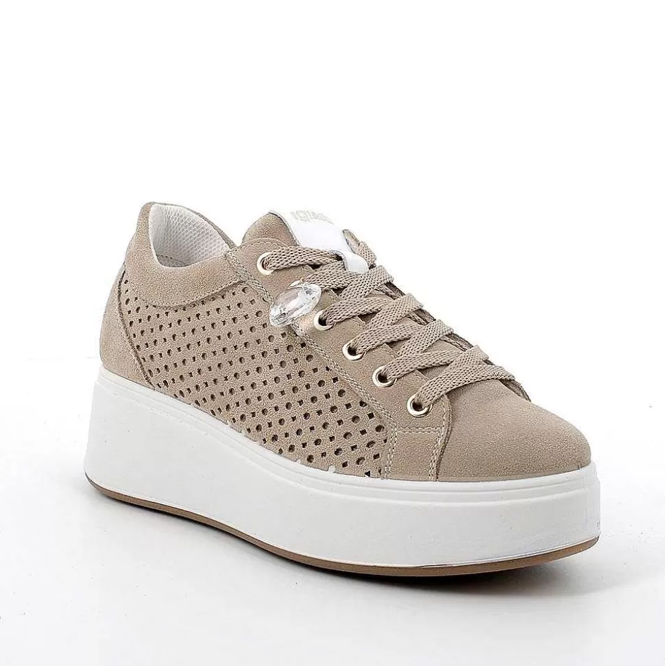Ivory Women'S Leather Wedge Sneakers-Igi&Co Cheap