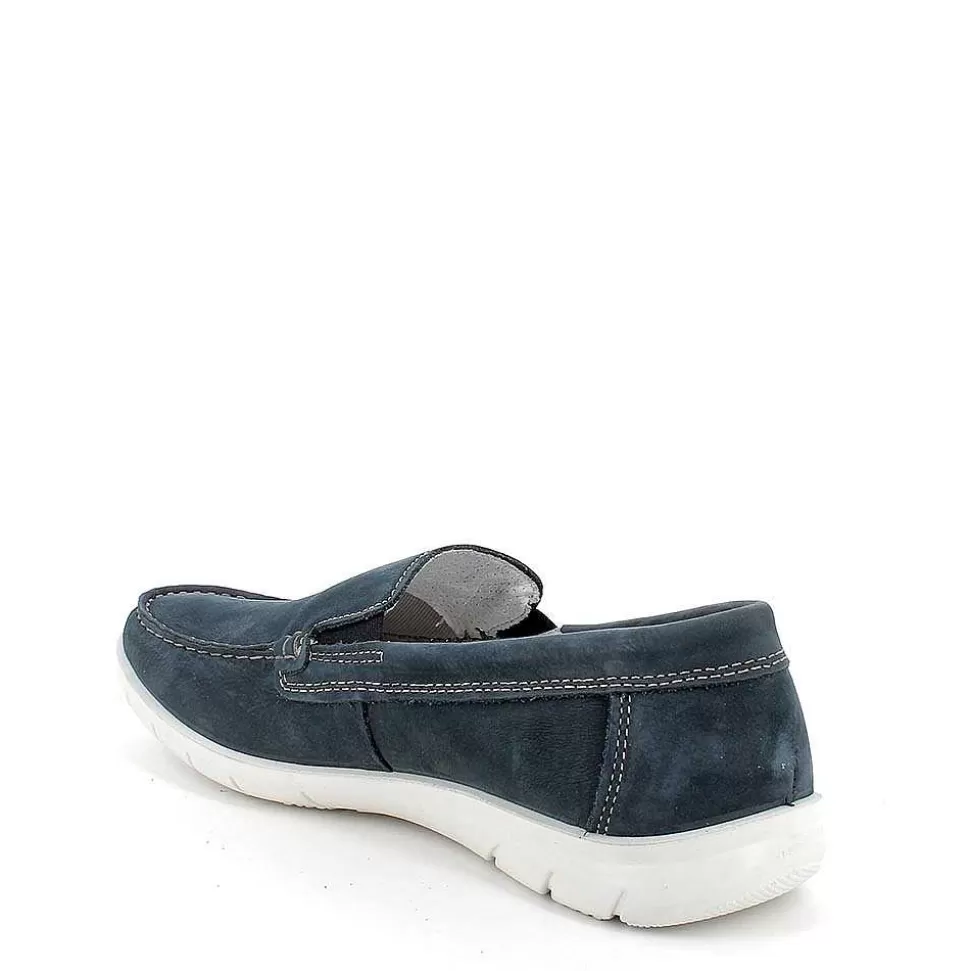 Light Blue Men'S Leather Moccasin-Igi&Co Hot