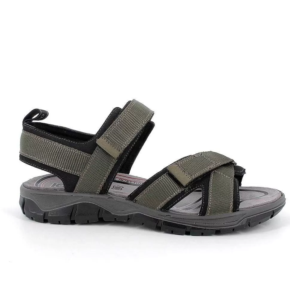 Military Green-Black Men'S Sandals-Igi&Co Shop