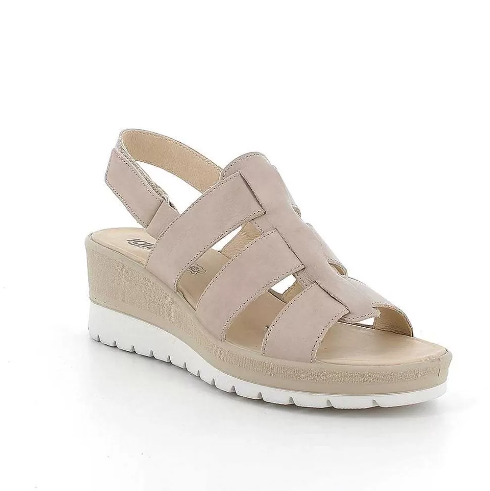 Mink Women'S Leather Wedge Sandals-Igi&Co Cheap