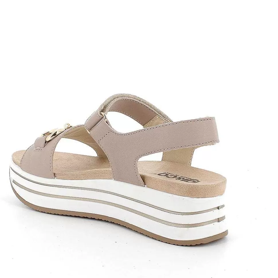 Mink Women'S Leather Wedge Sandals-Igi&Co Discount