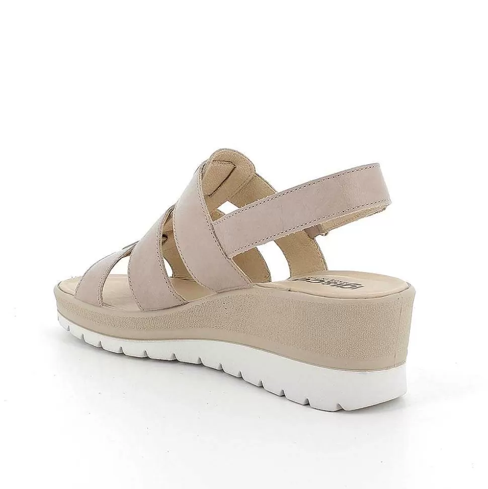 Mink Women'S Leather Wedge Sandals-Igi&Co Cheap