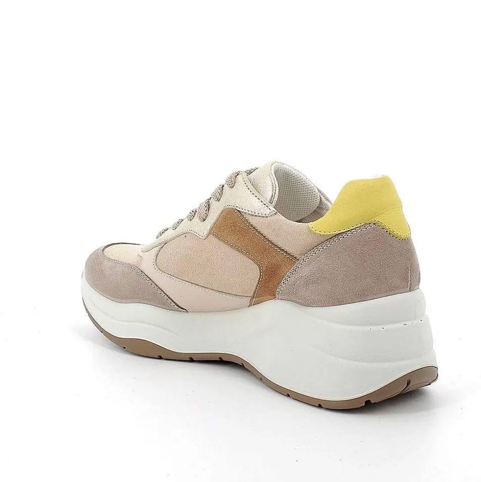 Mink-Beige Women'S Wedge Sneakers-Igi&Co Store