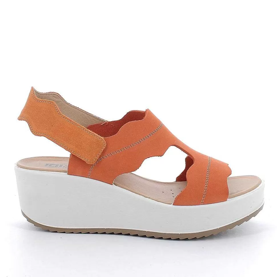 Orange Women'S Leather Wedge Sandals-Igi&Co Best Sale