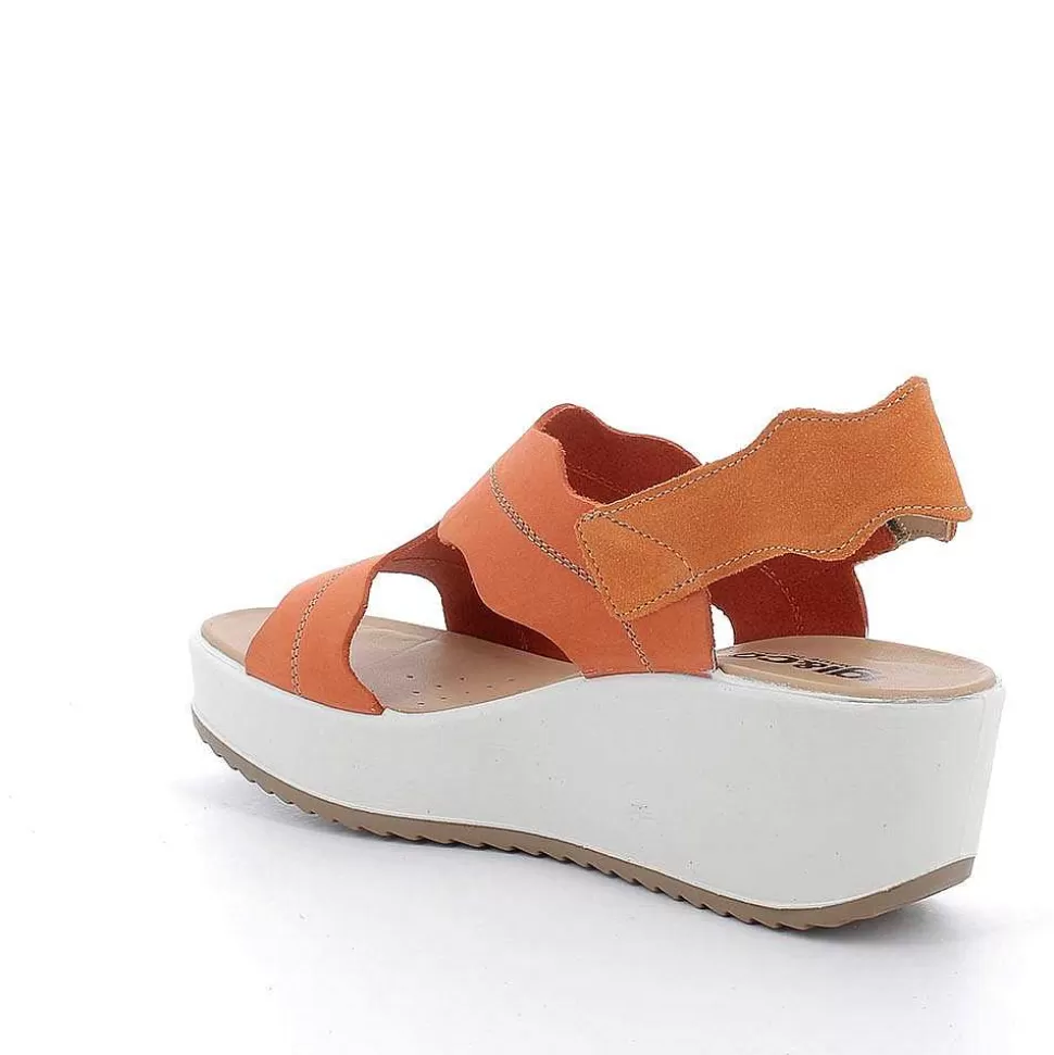 Orange Women'S Leather Wedge Sandals-Igi&Co Best Sale