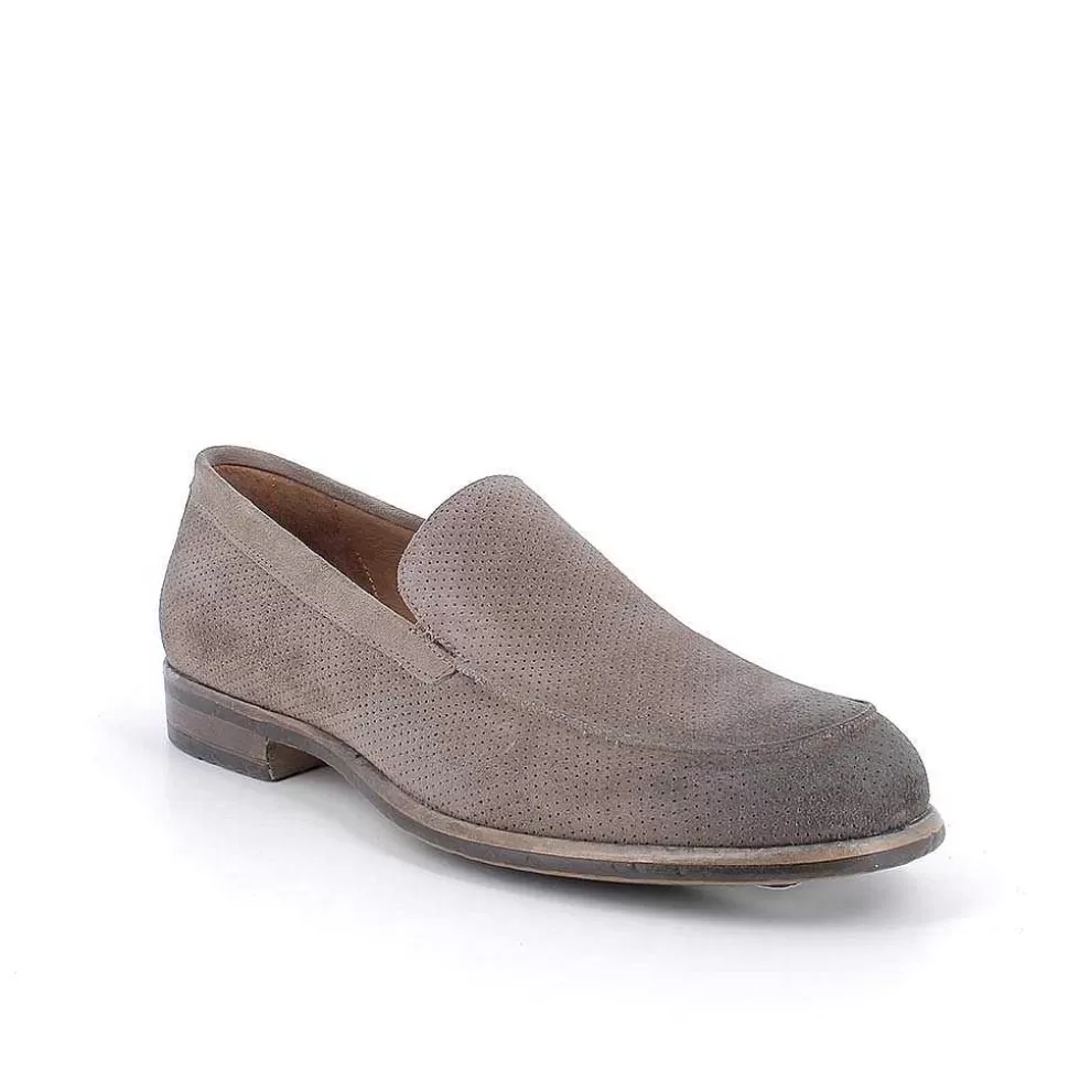 Pewter Men'S Leather Loafers-Igi&Co Sale