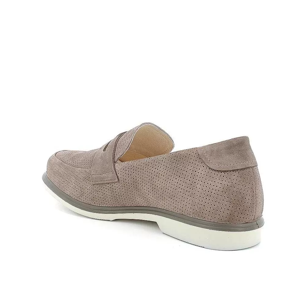 Pewter Men'S Leather Loafers-Igi&Co New