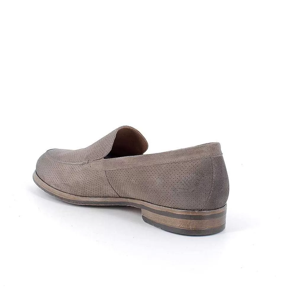 Pewter Men'S Leather Loafers-Igi&Co Sale