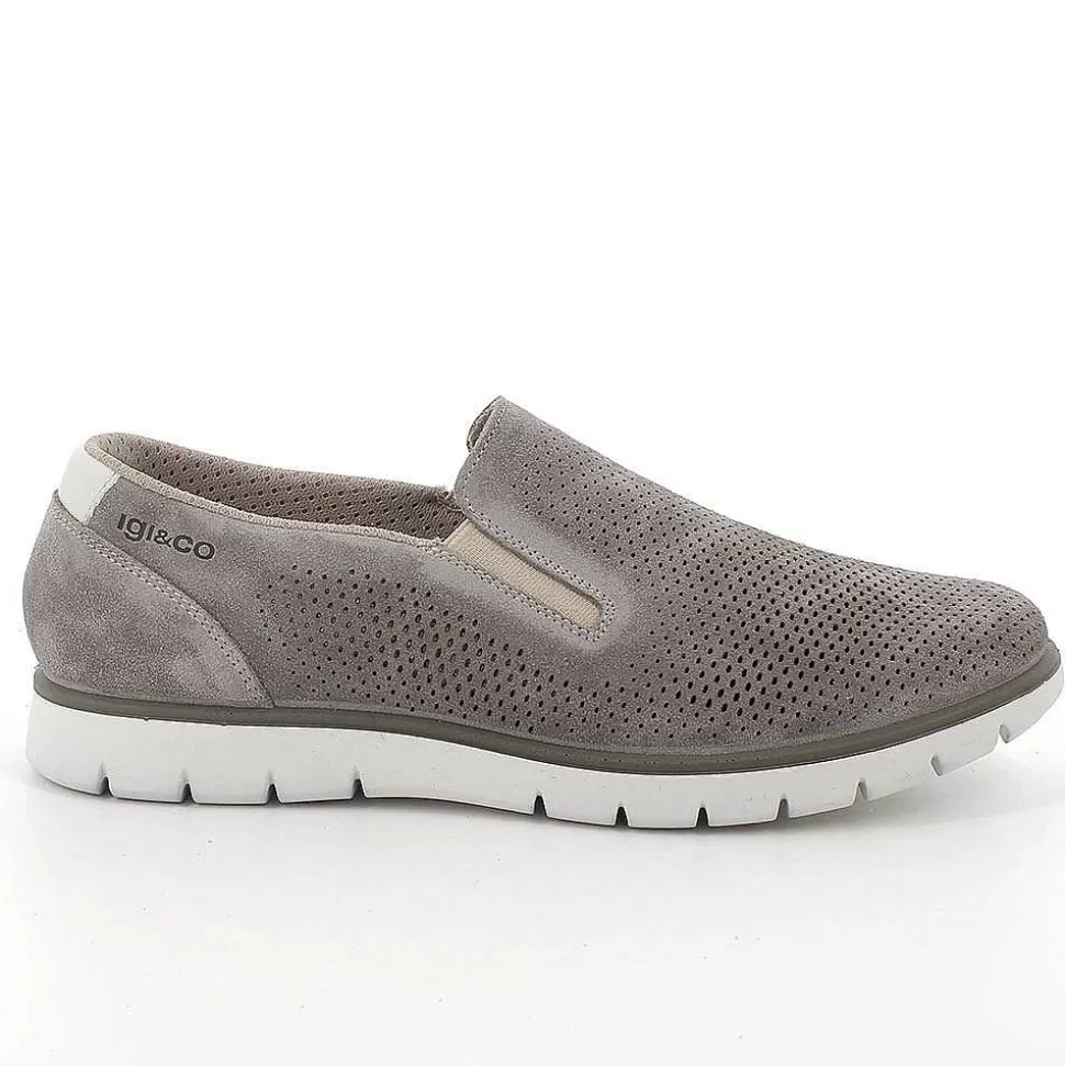 Pewter Men'S Leather Slip On-Igi&Co Cheap