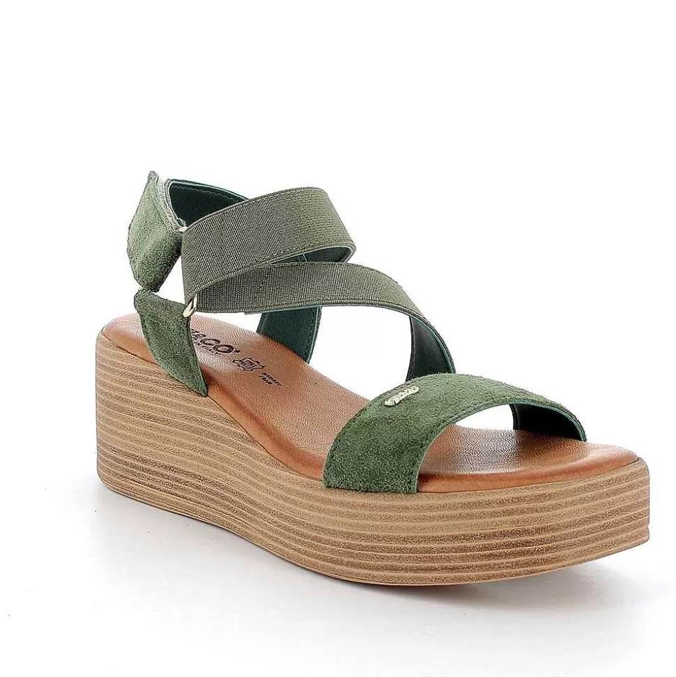 Sage Green Women'S Leather Wedge Sandals-Igi&Co Flash Sale