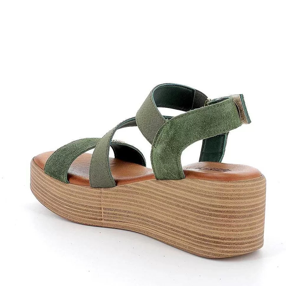 Sage Green Women'S Leather Wedge Sandals-Igi&Co Flash Sale