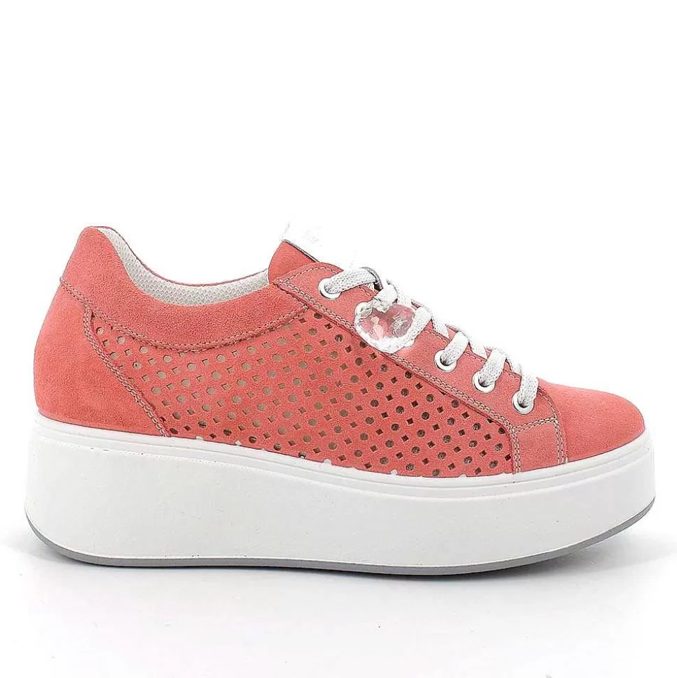 Salmon Women'S Leather Wedge Sneakers-Igi&Co Best