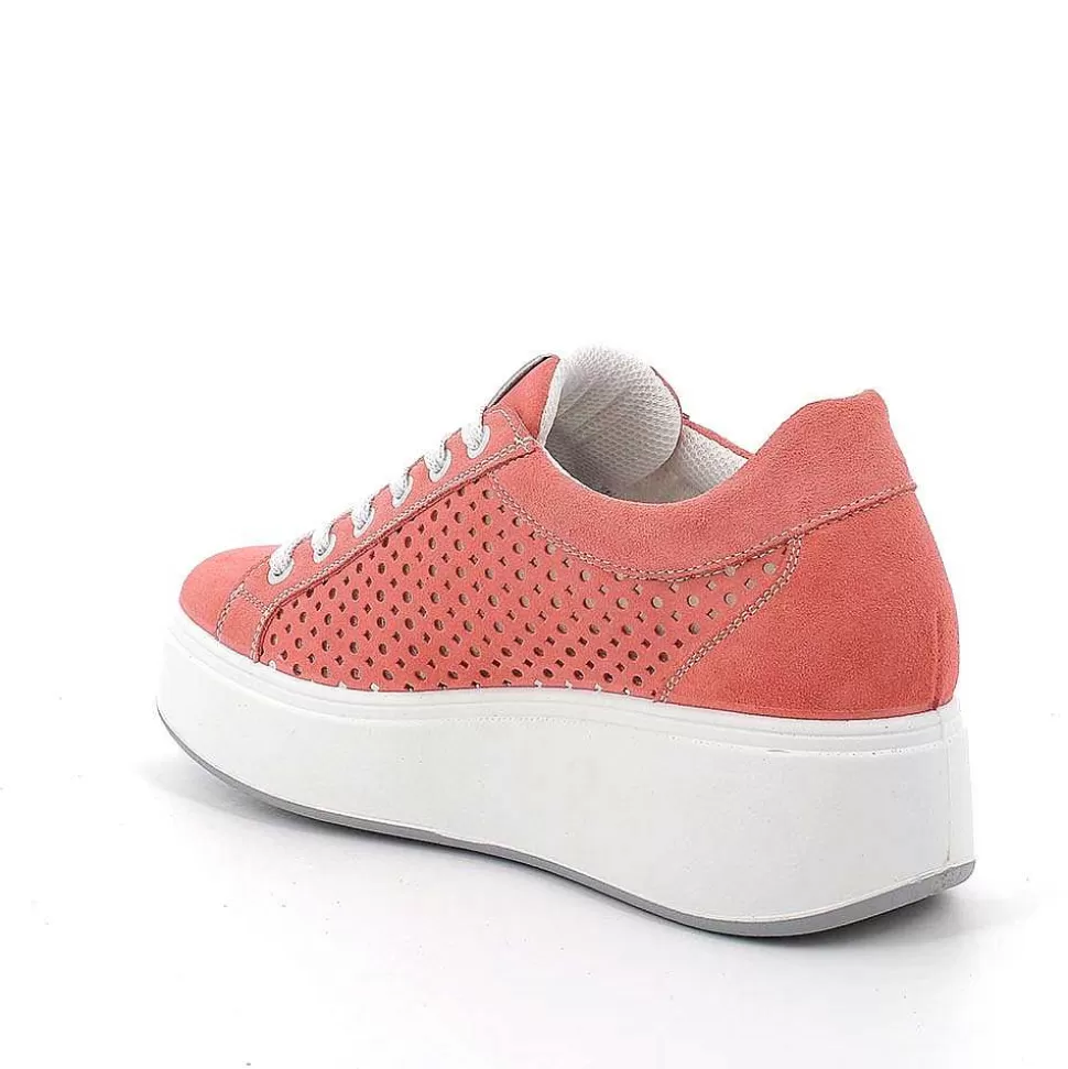 Salmon Women'S Leather Wedge Sneakers-Igi&Co Best