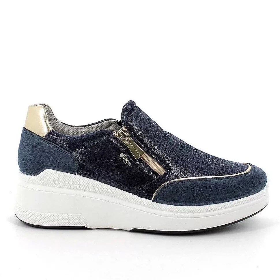 Slip On With Leather Wedge For Women Jeans-Igi&Co Store