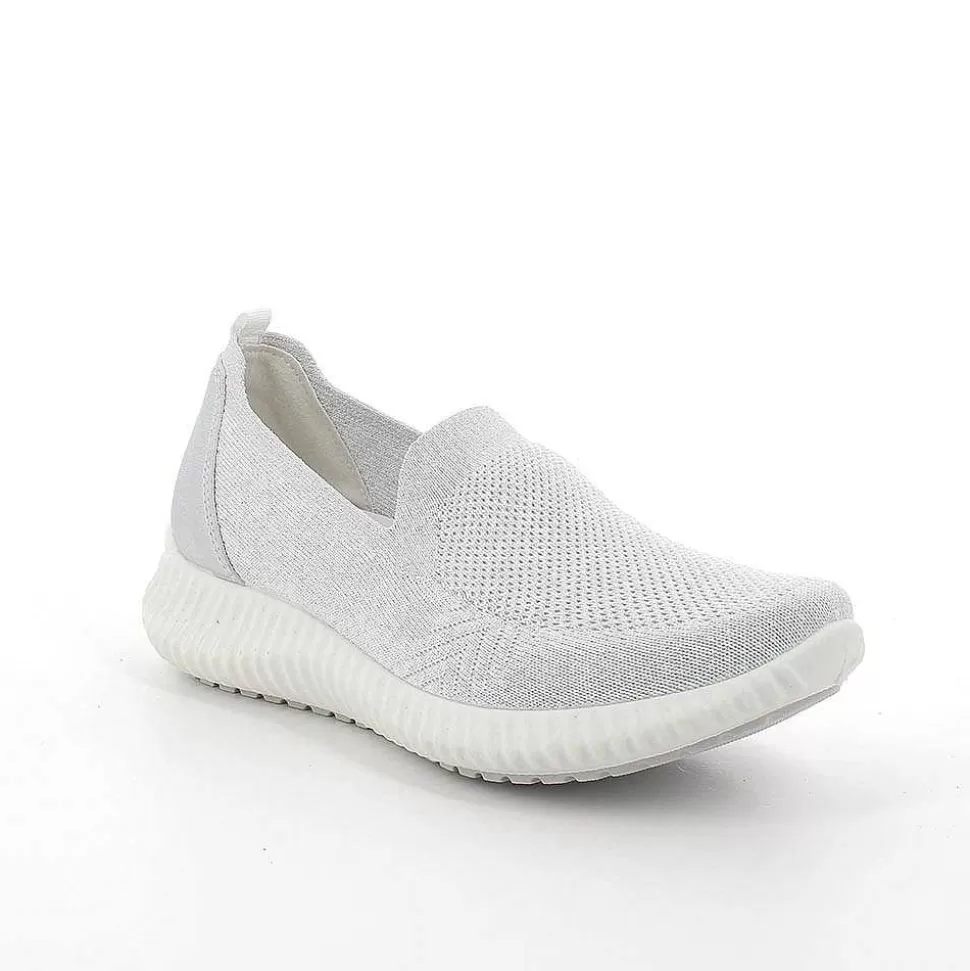 White-Silver Women'S Sock Sneakers-Igi&Co Shop