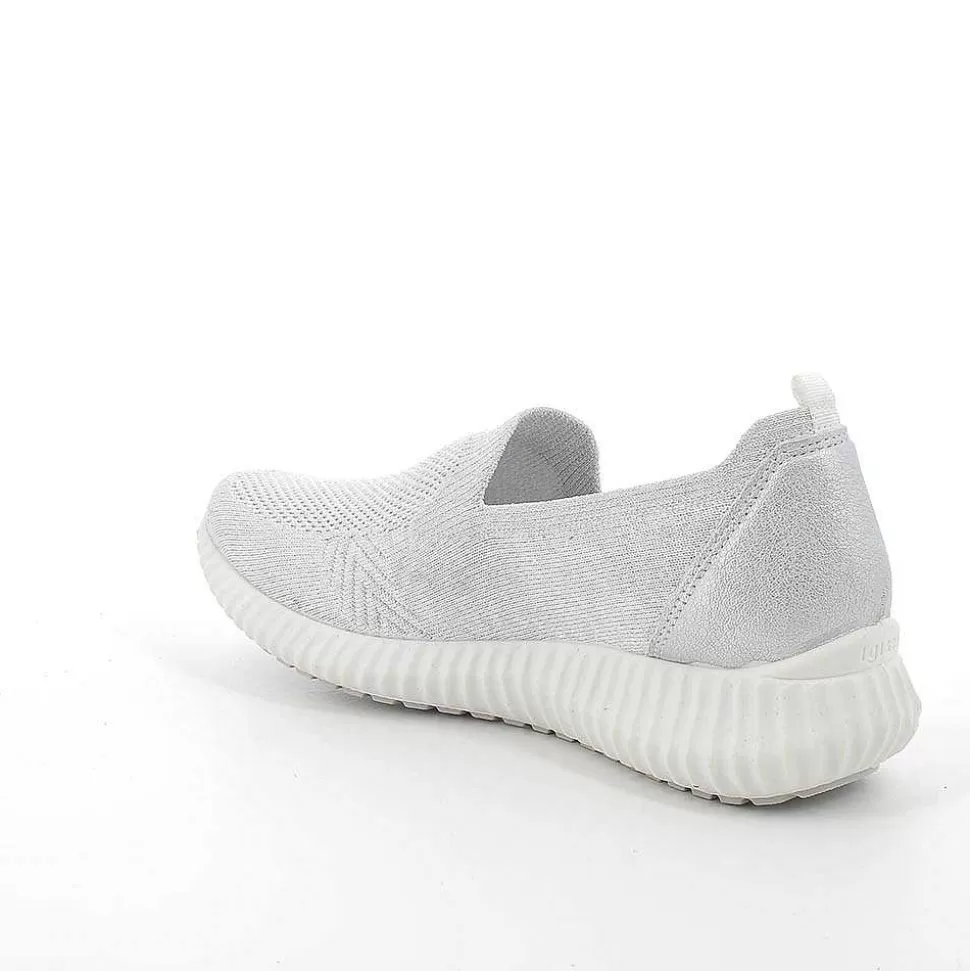 White-Silver Women'S Sock Sneakers-Igi&Co Shop