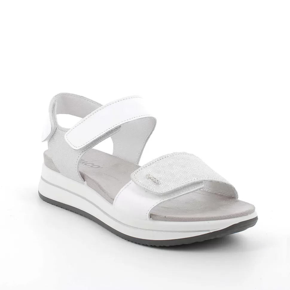 Women'S Leather Wedge Sandals Silver-White-Igi&Co Flash Sale